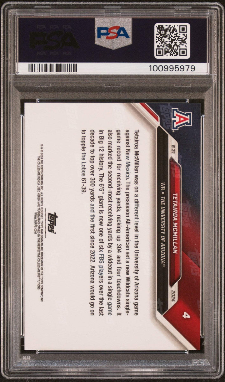 Graded 2024 Topps Bowman U Now Tetairoa McMillan #4 Rookie Football Card PSA 10