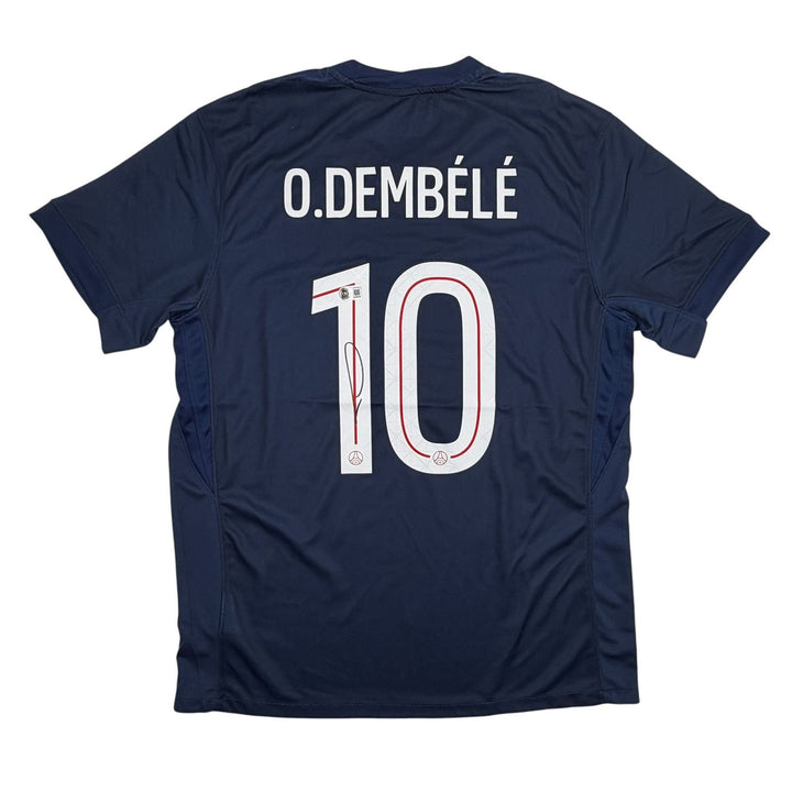 Autographed/Signed Ousmane Dembele PSG Blue Soccer Jersey Beckett BAS COA 2