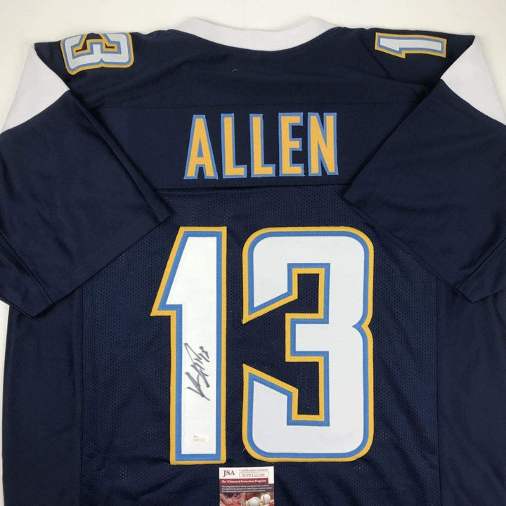 Autographed/Signed KEENAN ALLEN Los Angeles LA Dark Blue Football Jersey JSA COA