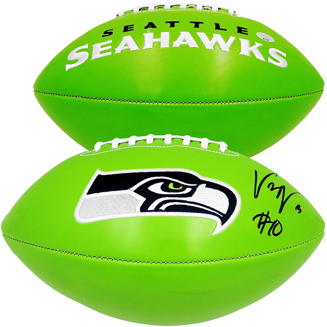 Uchenna Nwosu Autographed Signed Seattle Seahawks Green Logo Football MCS Holo