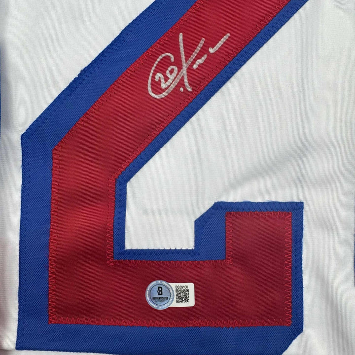 Autographed/Signed Chris Kreider New York White Jersey Beckett BAS COA