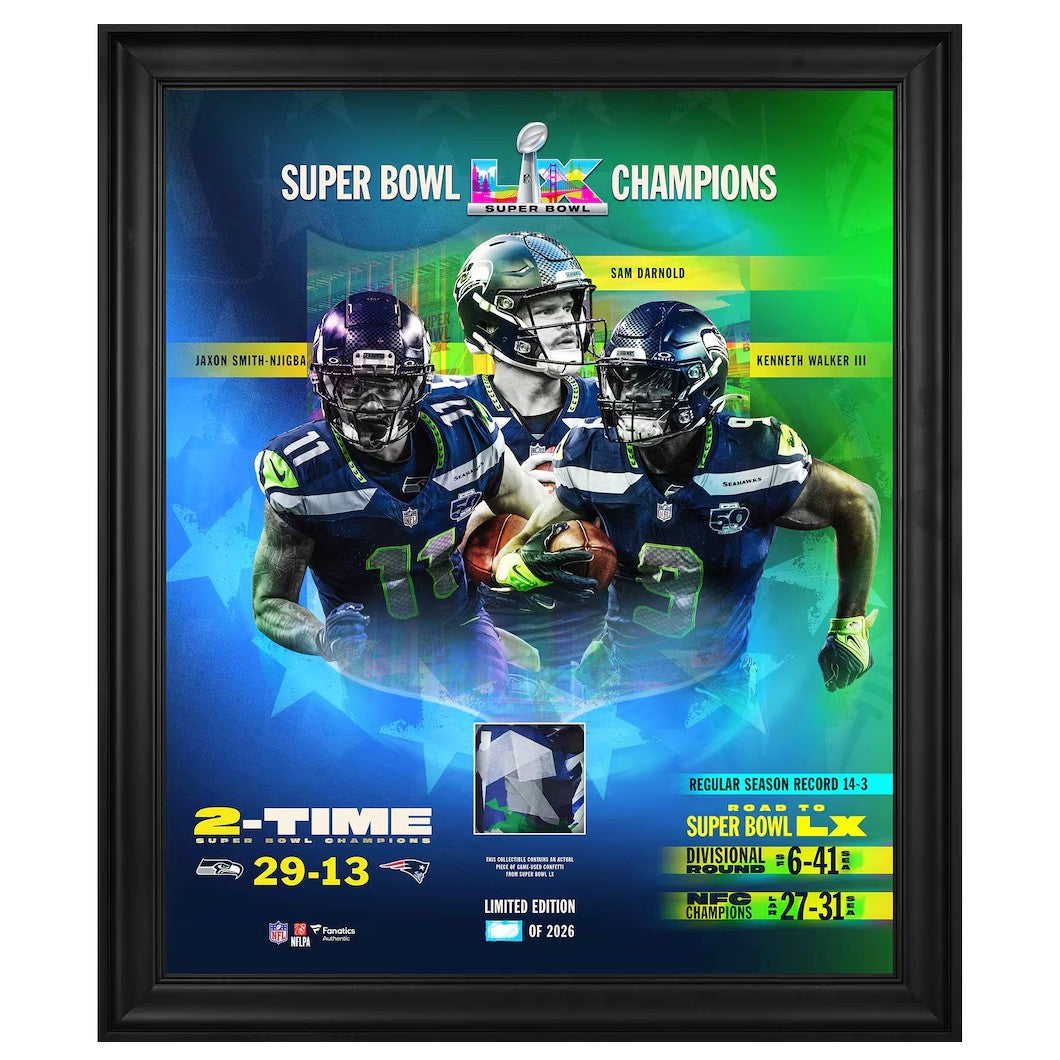 Seahawks SB LX Champs Framed 20" x 24" Collage with Game-Used Confetti #/2026