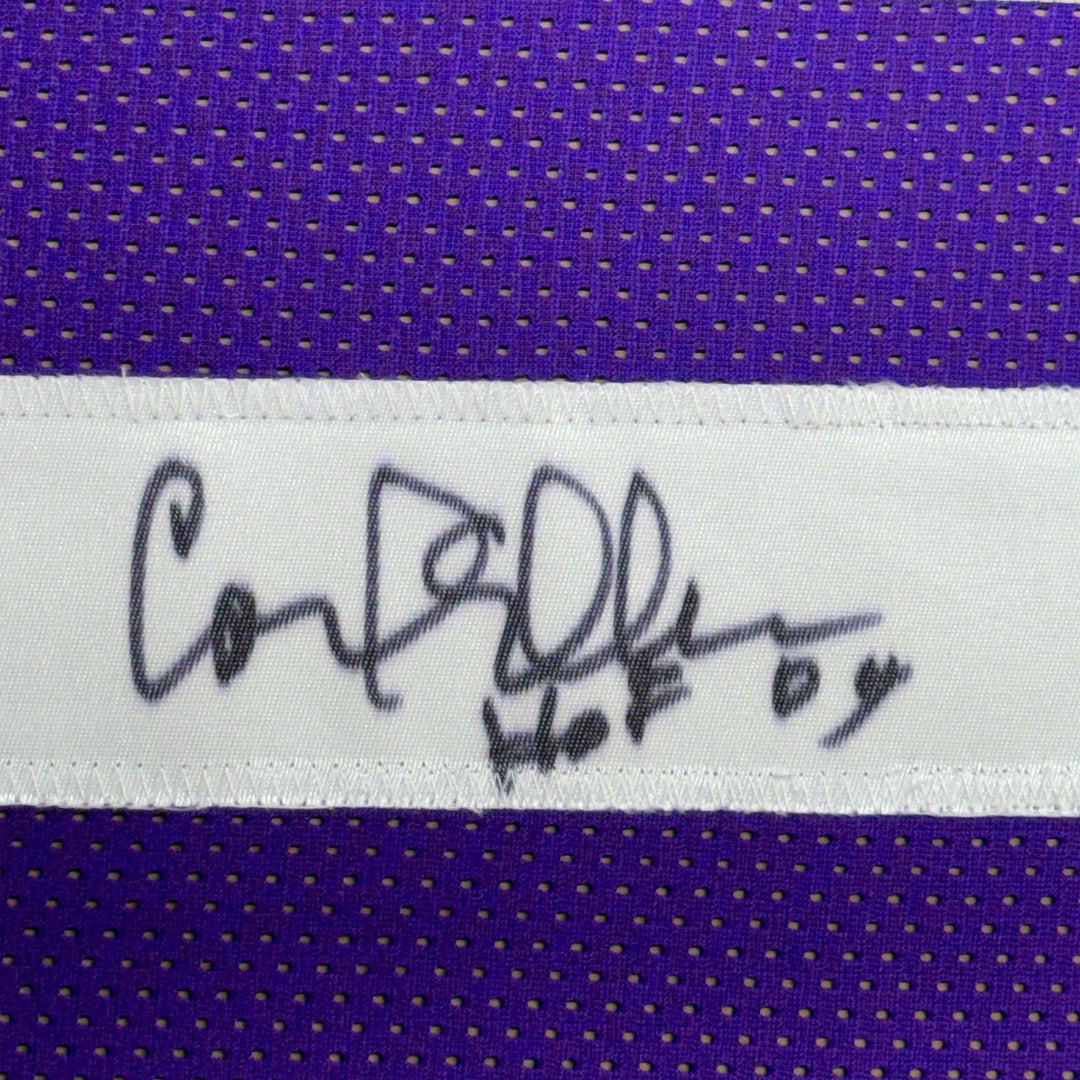 Framed Autographed/Signed Carl Eller HOF 35x39 Minnesota Purple Jersey JSA COA