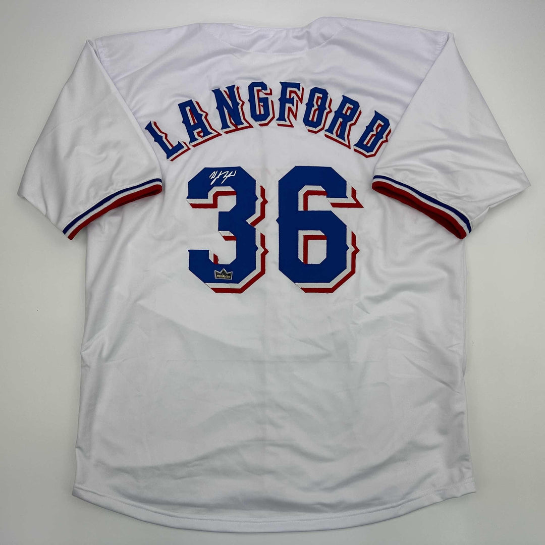 Facsimile Autographed Wyatt Langford Texas White Reprint Jersey Size Men's XL