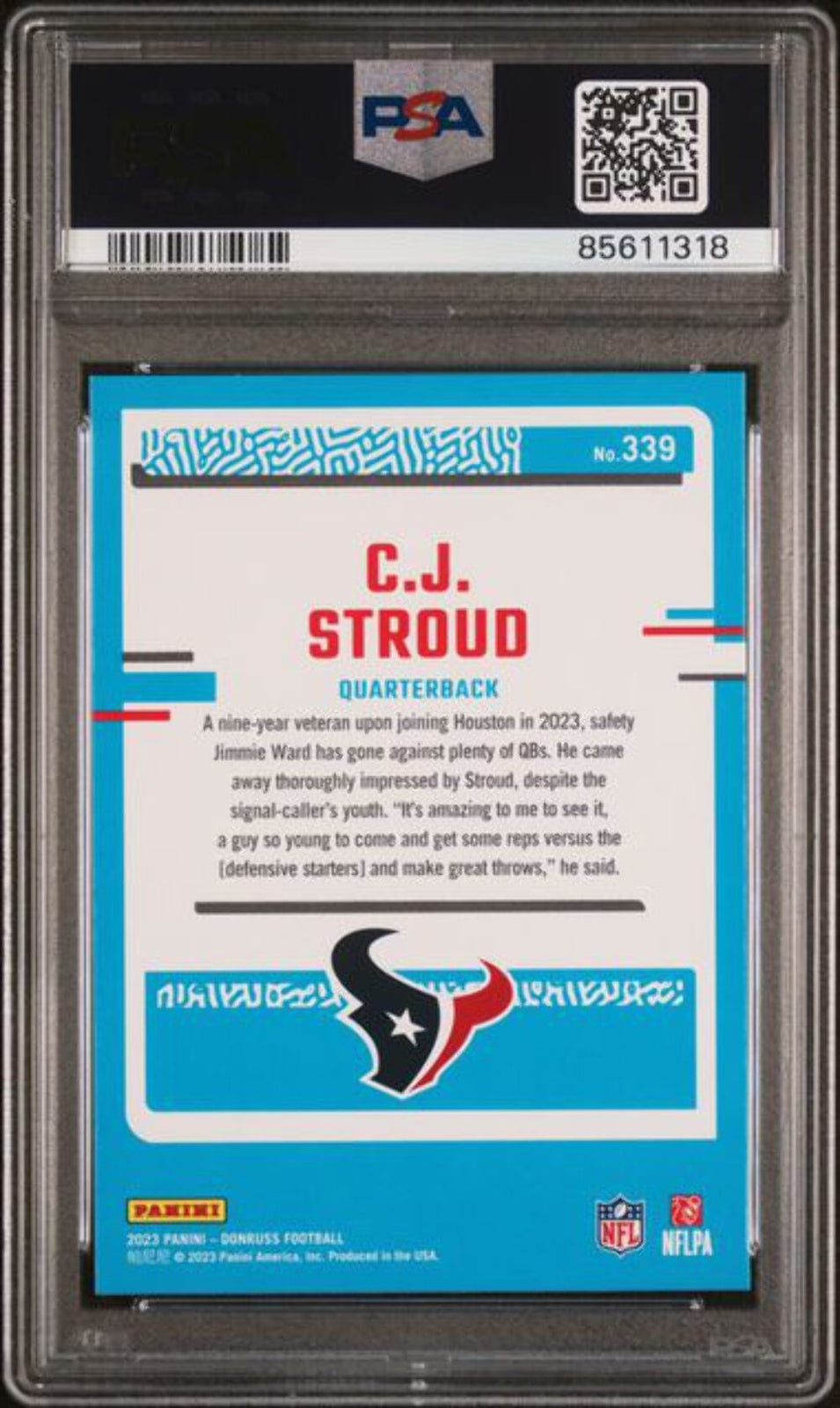 Graded 2023 Panini Donruss C.J. Stroud #339 Rookie Football Card PSA 10 Gem Mint