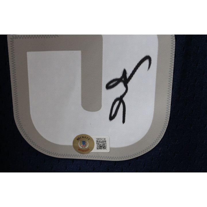 Allen Iverson Signed Georgetown Hoyas Mitchell&Ness Blue Jersey BAS 44395