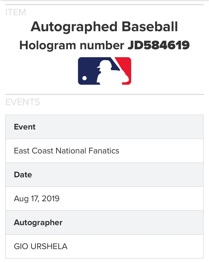 Gio Urshela Signed MLB Baseball Yankees Angels Full Name Autograph Fanatics MLB