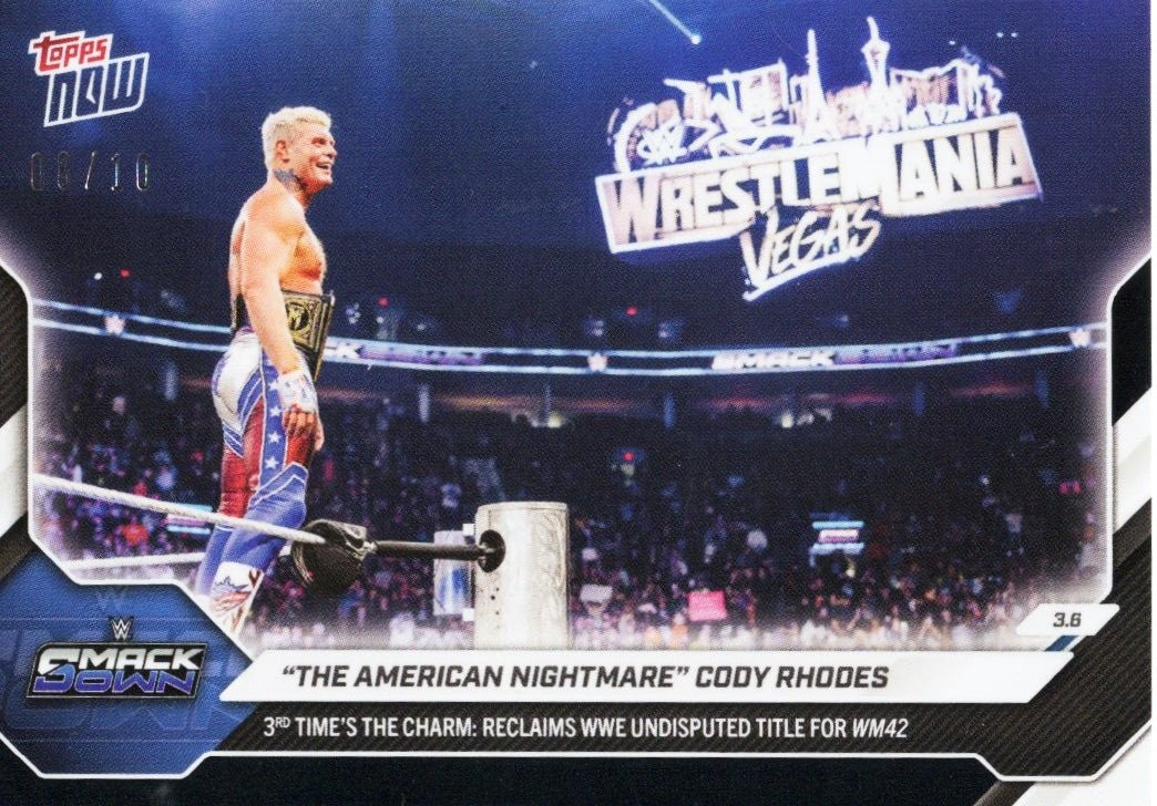 2026 Topps Now WWE Cody Rhodes #29 Black /10 Wrestling Card