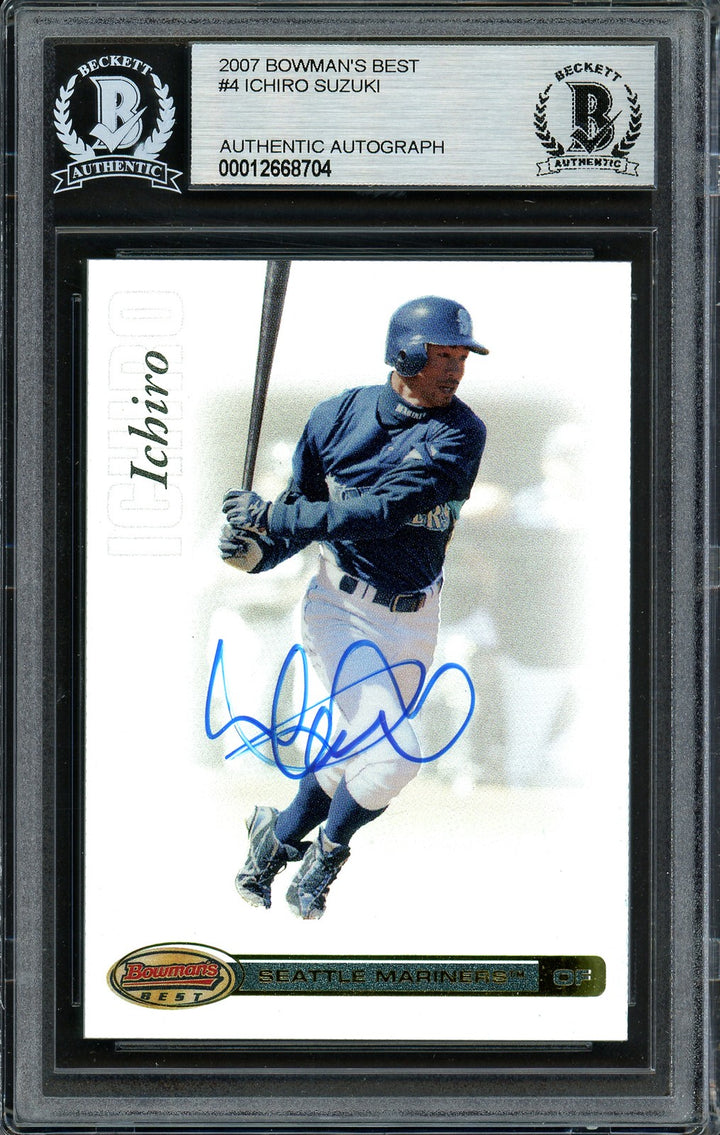 Ichiro Suzuki Signed 2007 Bowman's Best Card #4 Seattle Mariners Beckett BAS