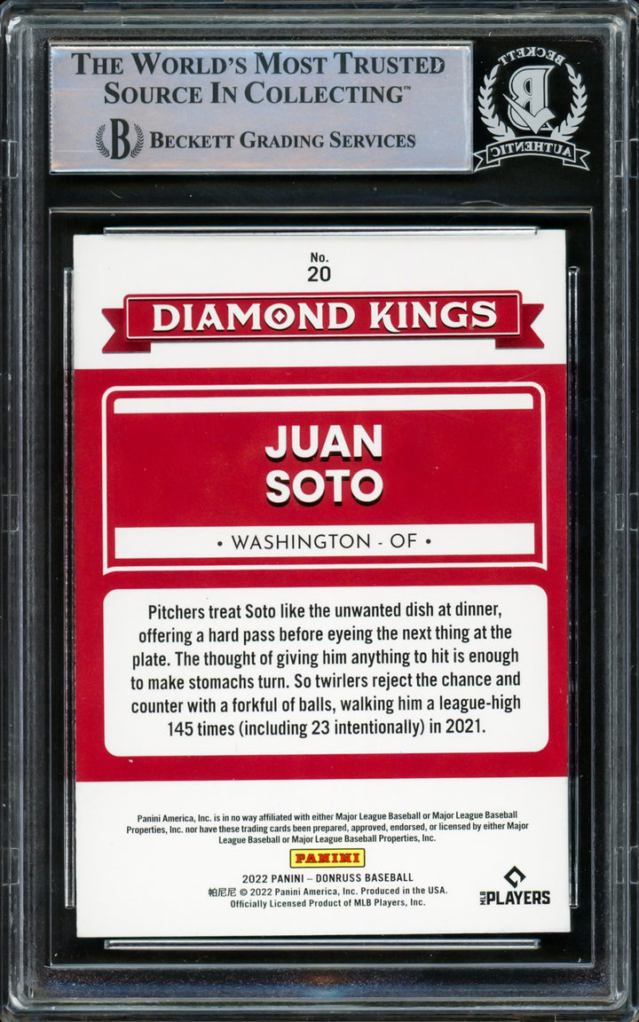 Juan Soto Autographed 2022 Donruss Diamond Kings Card Yankees Beckett #15781731