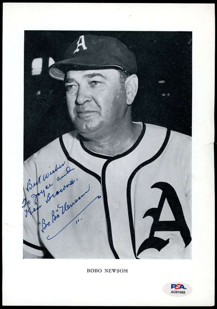 Bobo Newsom PSA DNA Signed D.62 7x10 Photo Autograph Athletics