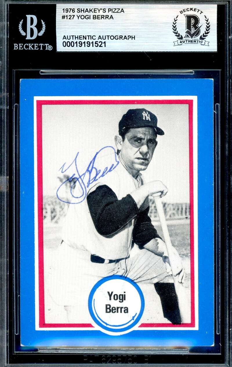 Yogi Berra Beckett BAS Signed 1976 Shakey's Pizza Autograph