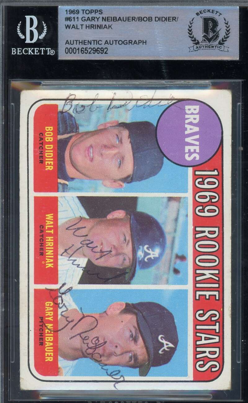 Bob Didier Walt Hriniak Gary Neibauer Beckett BAS Signed 1969 Topps Rookie Stars