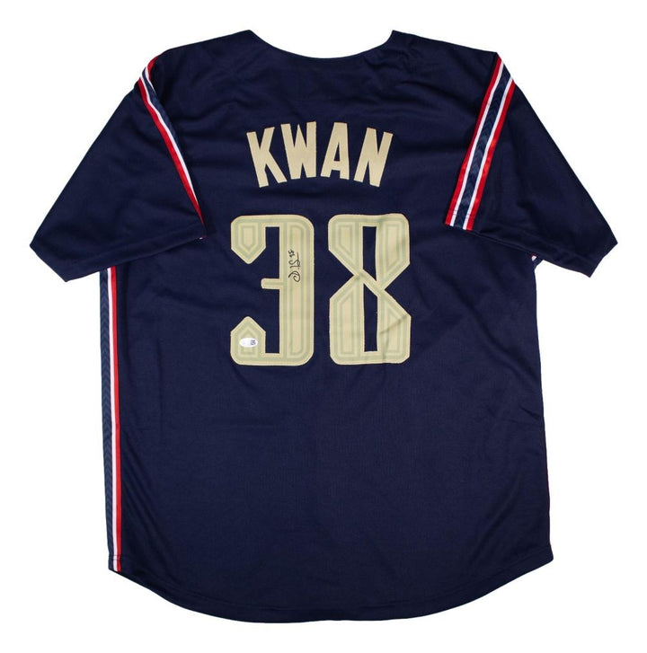 Steven Kwan Cleveland Signed Navy Baseball Jersey JSA QR
