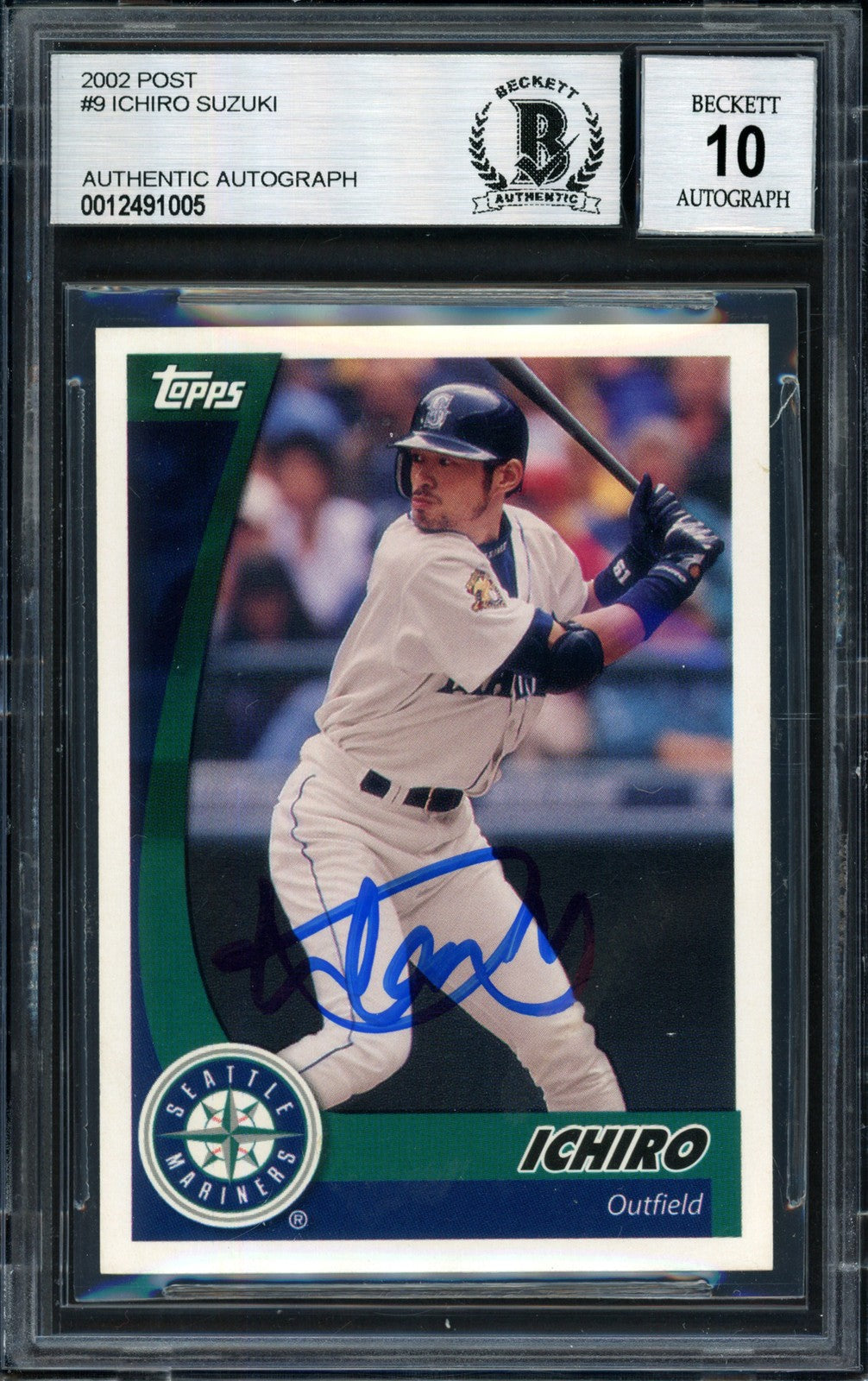 Ichiro Suzuki Signed 2002 Topps Post Card 9 Mariners Auto 10 Beckett #12491005