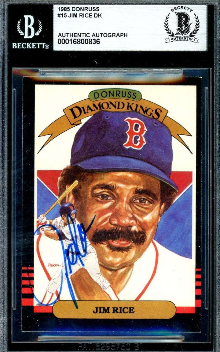 Jim Rice Beckett BAS Signed 1985 Donruss Diamond Kings Autograph