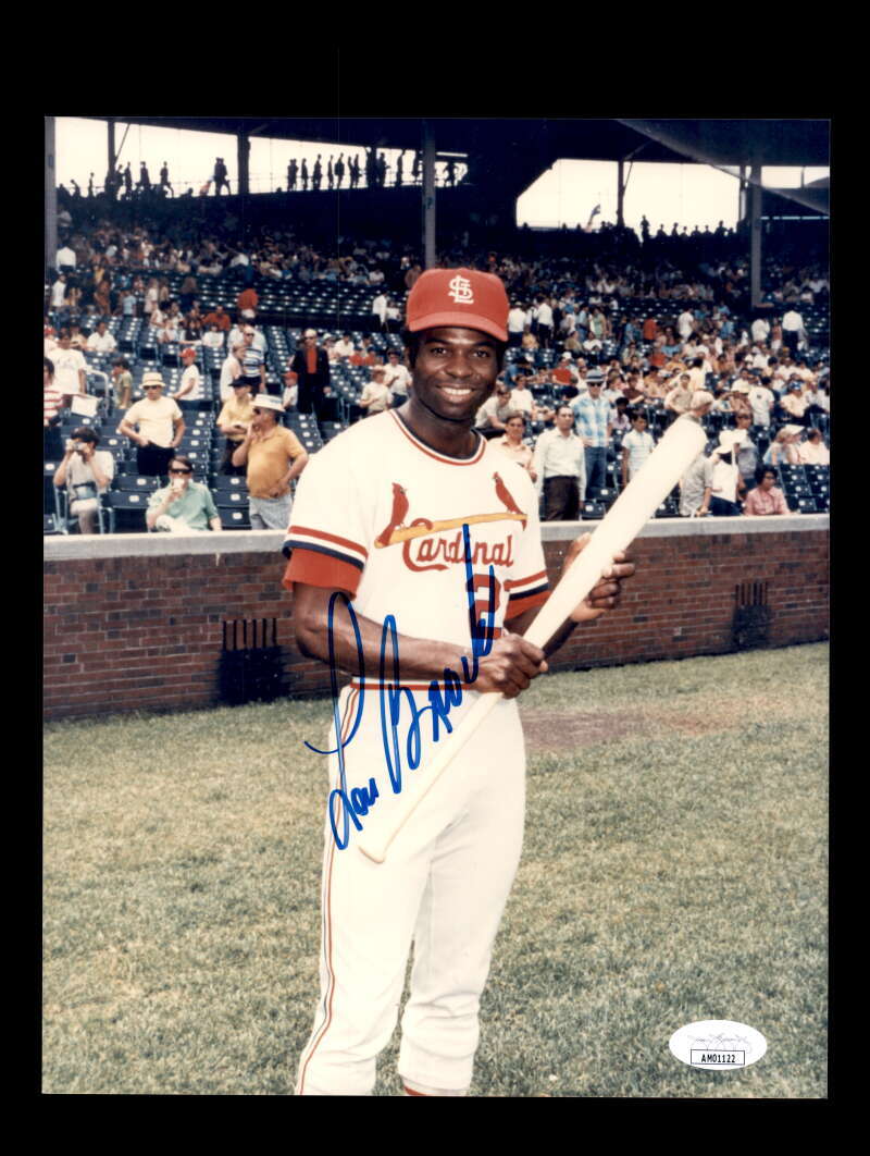 Lou Brock JSA Coa Signed  8x10 Photograph Autograph Cardinals