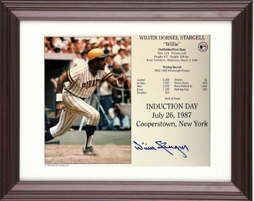 Willie Stargell signed Pirates Hall of Fame Induction 8x10 Photo/Card Framed-COA