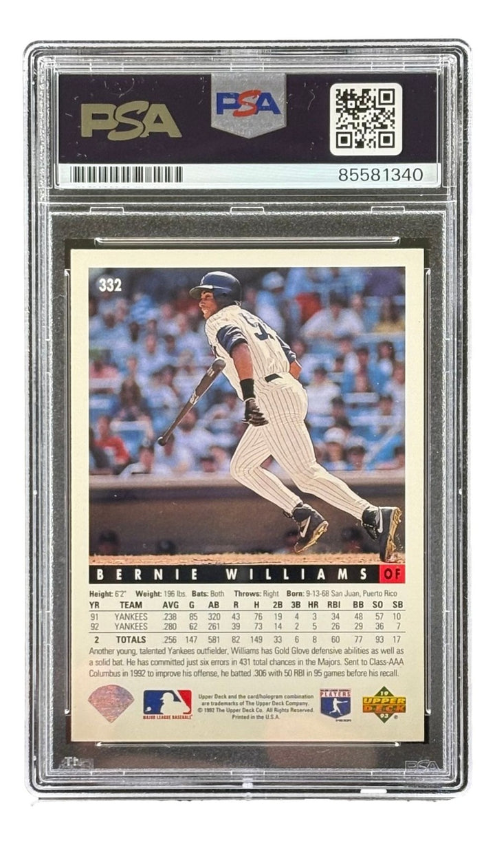 Bernie Williams Signed 1992 Upper Deck #332 New York Yankees Trading Card PSA