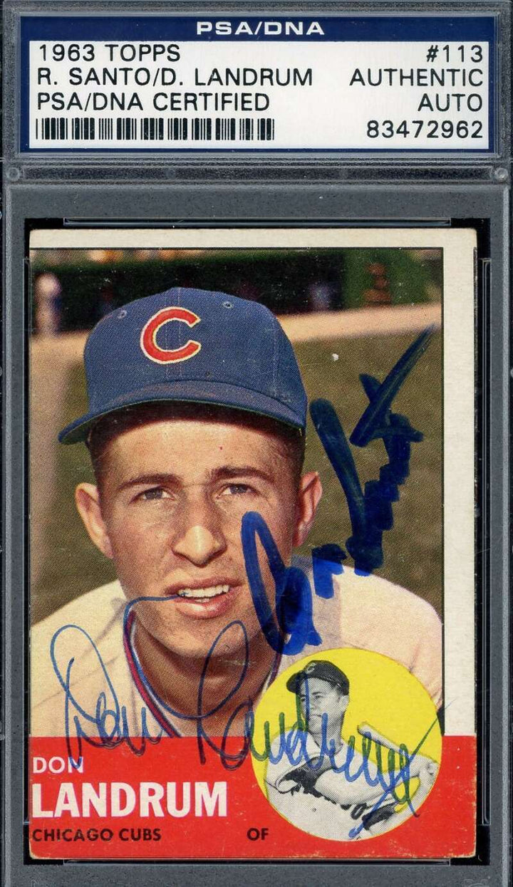 Ron Santo Don Landrum PSA DNA Rare Signed 1963 Topps Autograph