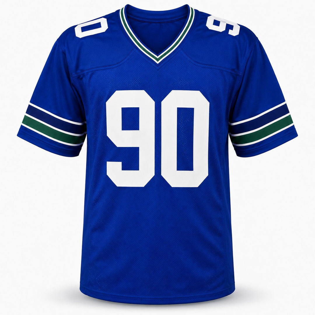 Seattle Seahawks Jarran Reed Signed Blue Throwback Jersey MCS Holo