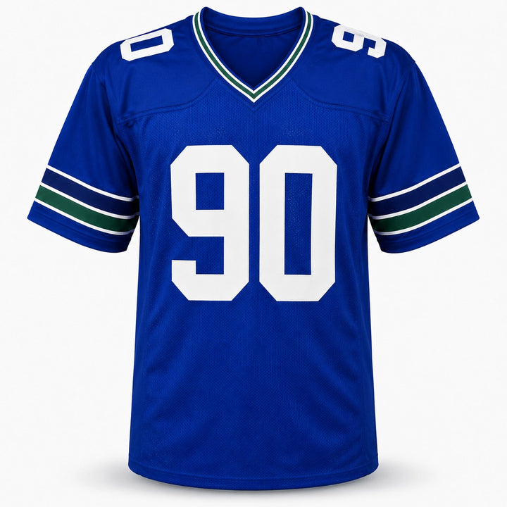 Seattle Seahawks Jarran Reed Signed Blue Throwback Jersey MCS Holo