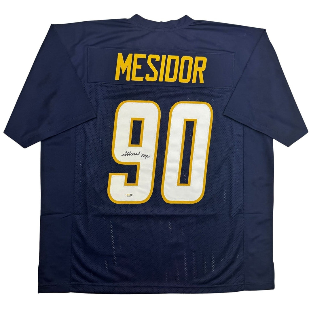 Autographed/Signed Akheem Mesidor Los Angeles Navy Blue Jersey JSA COA