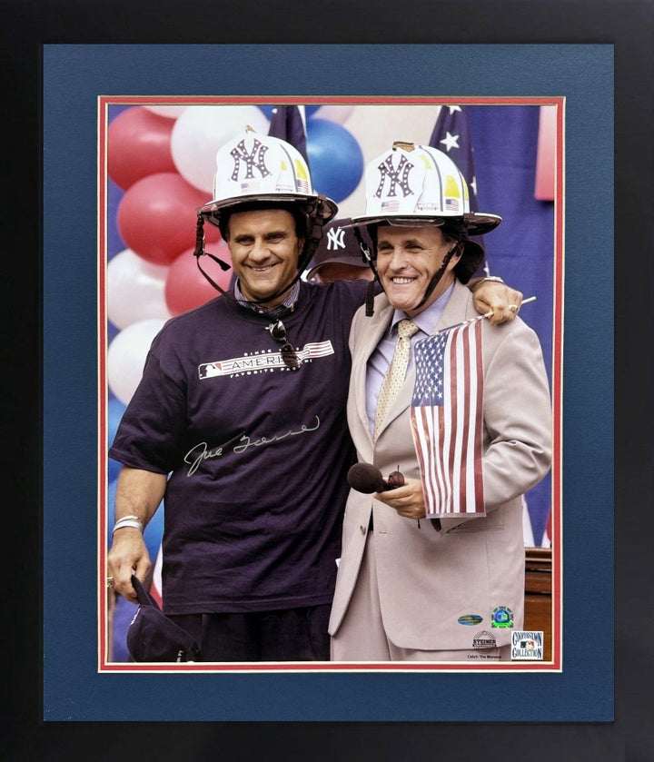 Joe Torre signed Yankees 9/11 Rudy Giuliani MLB 16x20 Photo Framed - Steiner/COA