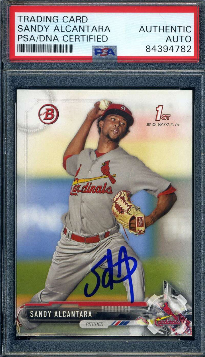 Sandy Alcantara PSA DNA Signed 2017 Bowman First Rookie Autograph