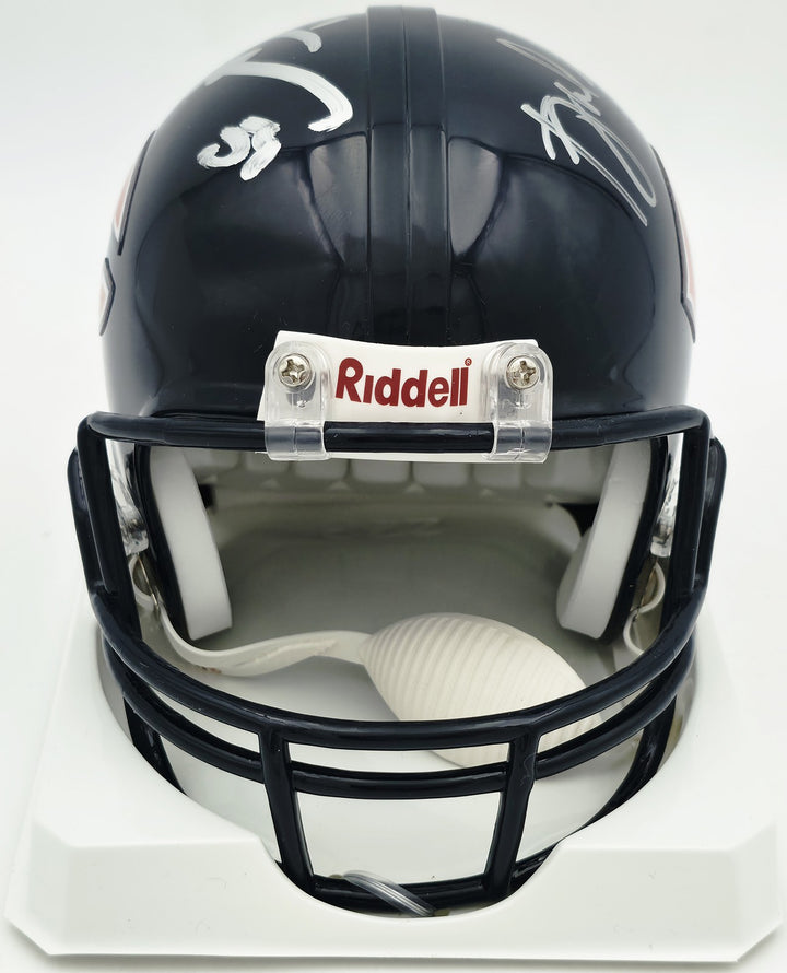 Brian Urlacher & Dan Hampton Signed Bears Blue Mini Helmet Beckett Witness
