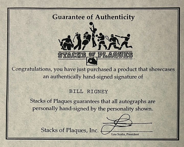 Bill Rigney signed New York Giants 8x10 Photo imperfect Framed - COA (1946-1953)