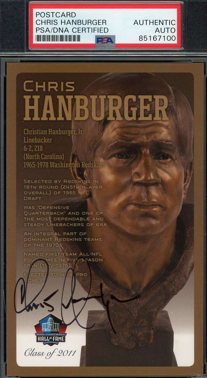 Chris Hanburger PSA DNA Signed Hall of Fame Bronze Bust Postcard /150 Autograph