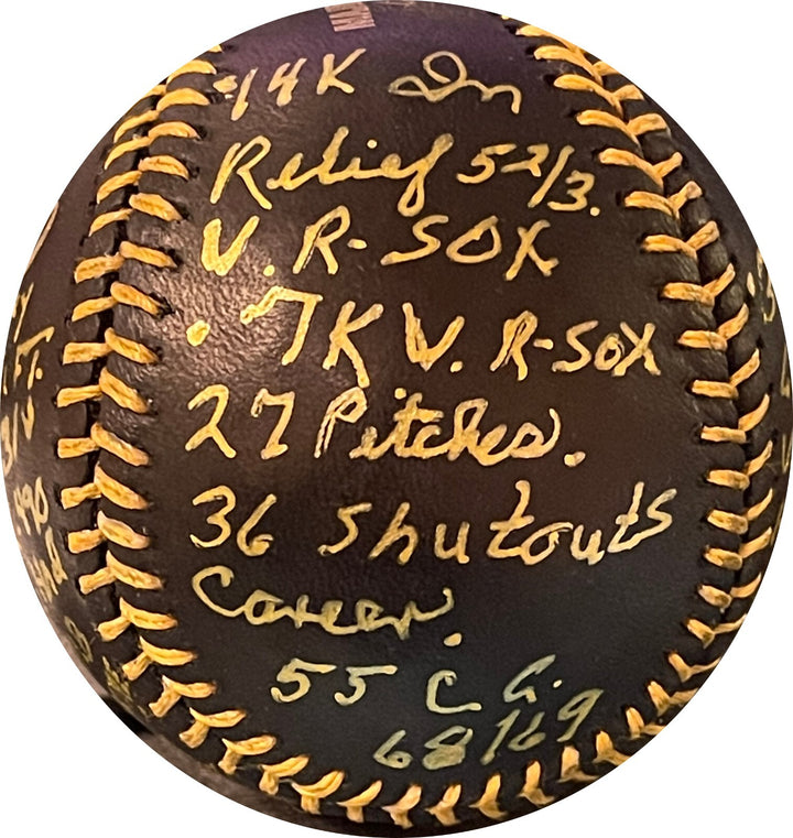 Denny Mclain signed OML Black Baseball 1968 31-6/WS/MVP/Cy/AS/Mickey Mantle-JSA