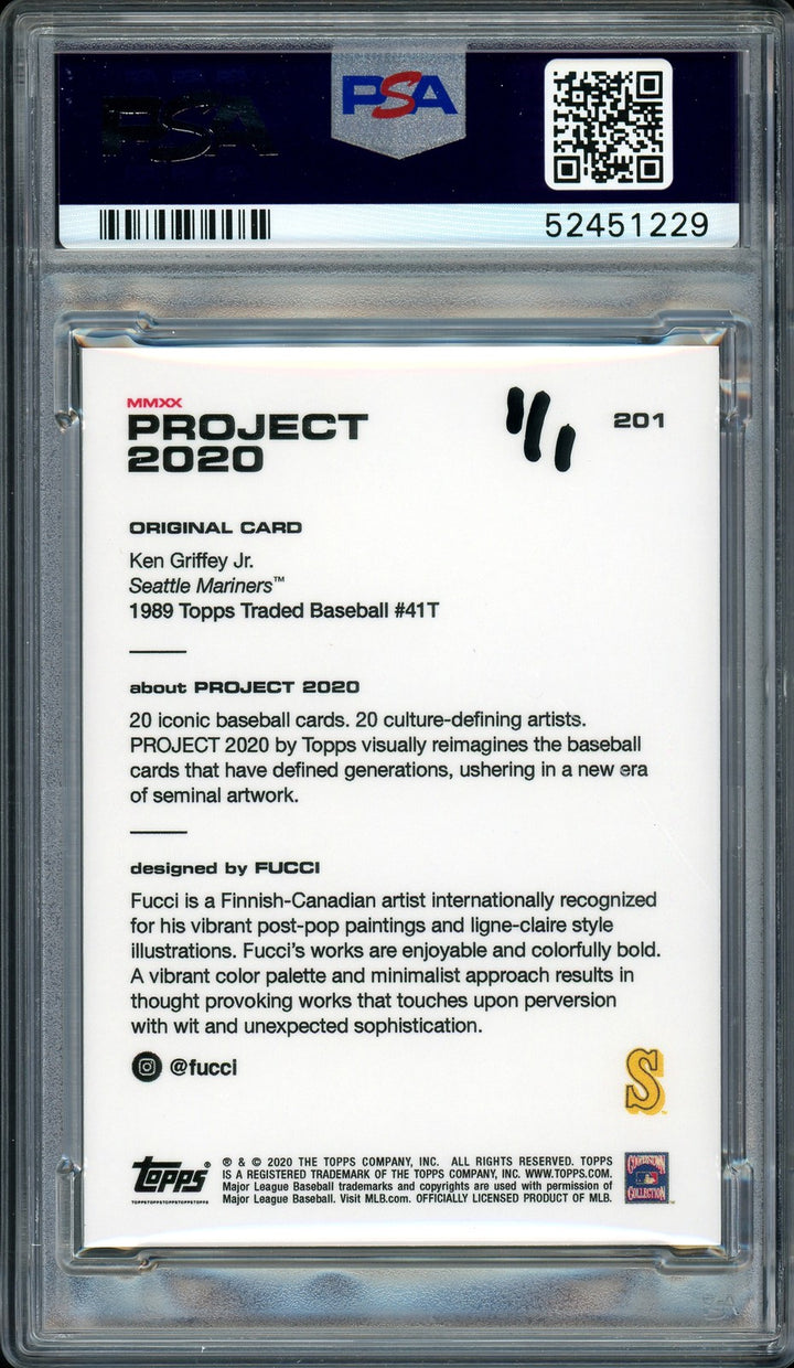 Ken Griffey Jr. Auto Topps Project 2020 Fucci Card 201 Mariners 1989 1/1 PSA/DNA