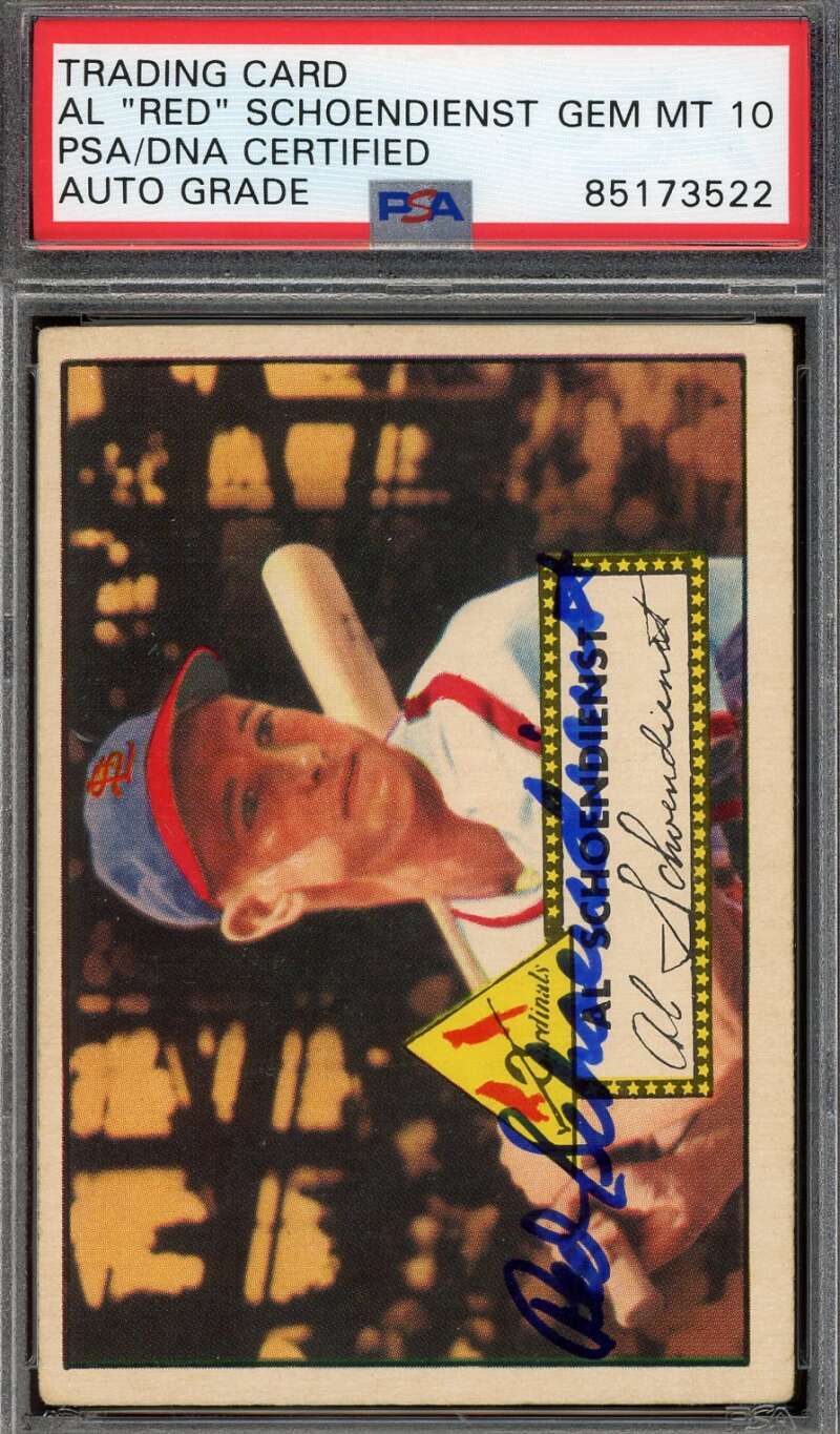 Red Schoendienst Gem Mint 10 PSA DNA Signed 1952 Topps Autograph