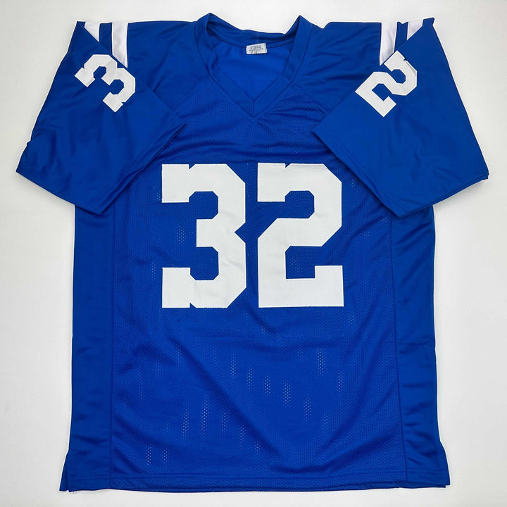 Facsimile Autographed Edgerrin James Indianapolis Blue Reprint Jersey Men's XL