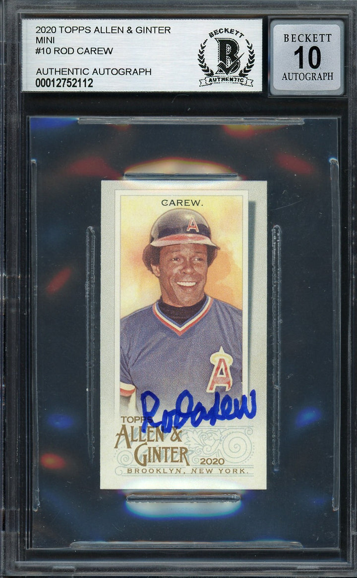 Rod Carew Signed 2020 Topps Allen & Ginter Mini Card 10 Angels Sig 10 Beckett