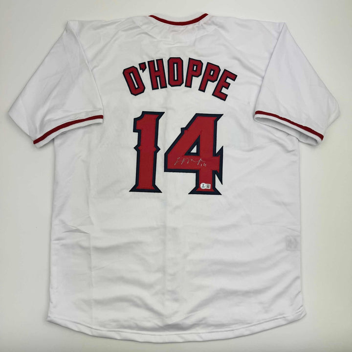 Autographed/Signed Logan O'Hoppe Los Angeles LA Anaheim White Jersey COA