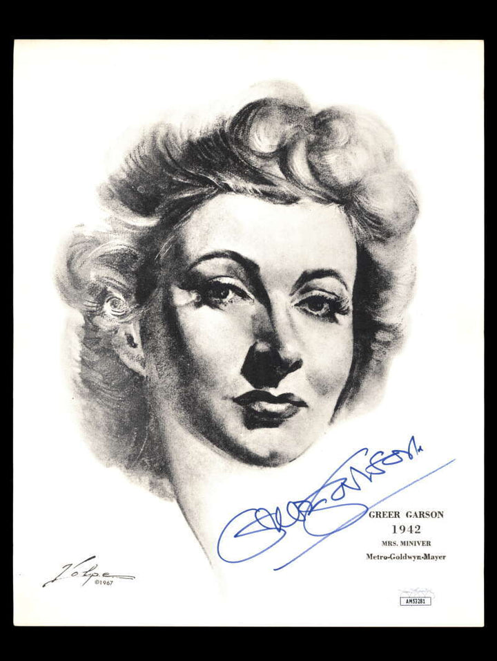 Greer Garson JSA Coa Signed 8x10 Volpe Litho Photo Autograph