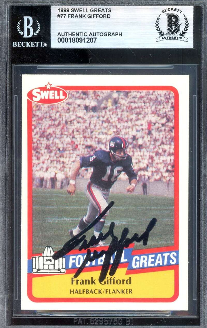 Frank Gifford Beckett BAS Signed 1989 Swell Greats Autograph