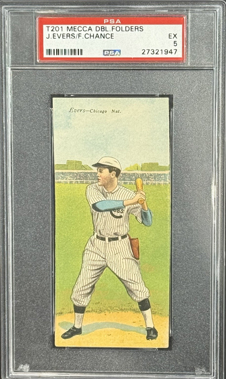 1911 T201 Mecca Frank Chance /Johnny Evers Cubs HOF PSA 5 EX Beauty Looks Nicer