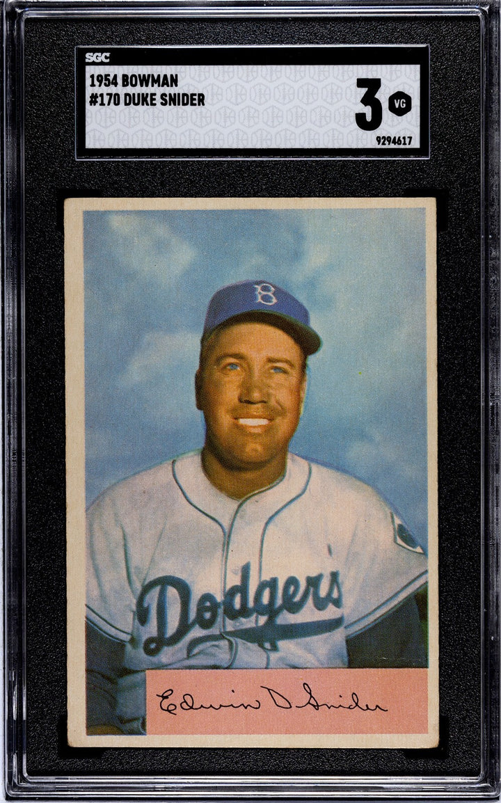 Duke Snider 1954 Bowman Card #170- SGC Graded 3 VG (Brooklyn Dodgers/HOF)
