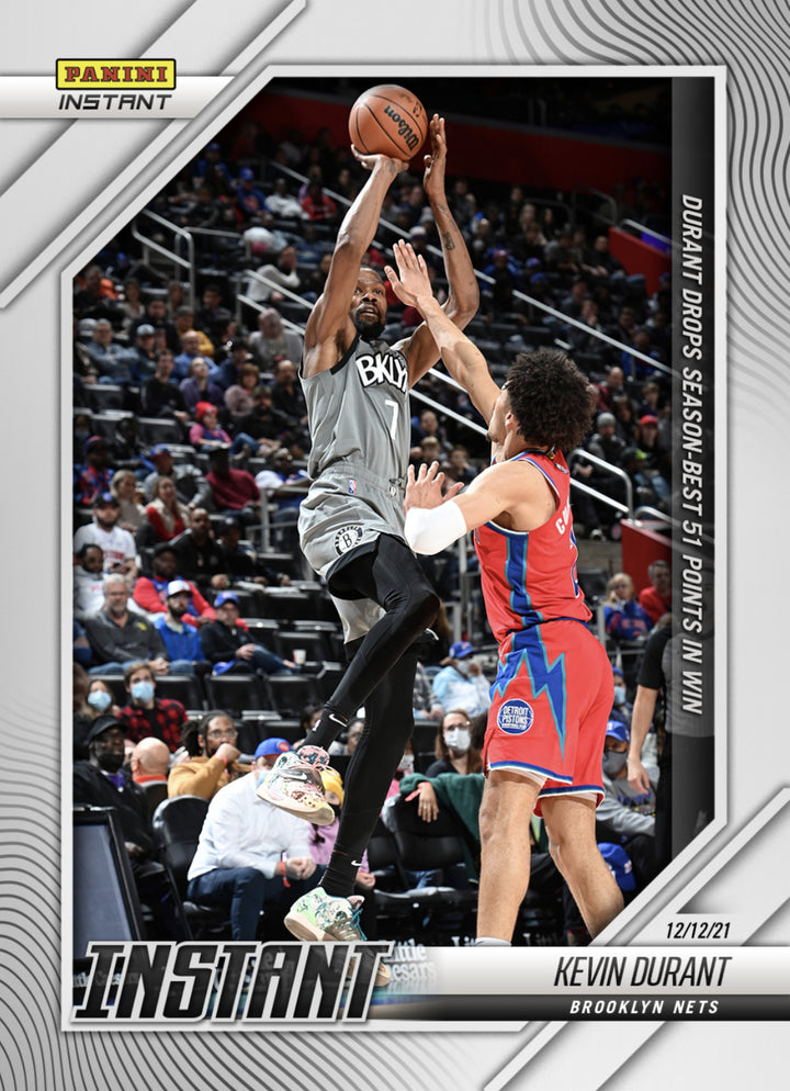 2021 KEVIN DURANT DROPS SEASON-BEST 51 POINTS IN WIN PANINI INSTANT NBA CARD #59