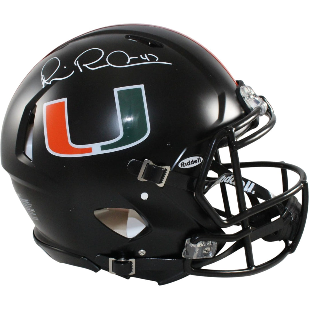 Michael Irvin Autographed Miami Hurricanes Authentic Black Helmet Beckett 56343