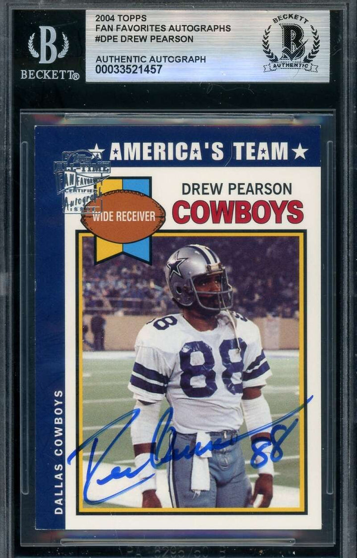 Drew Pearson Beckett BAS Signed 2004 Topps Fan Favorites Autograph