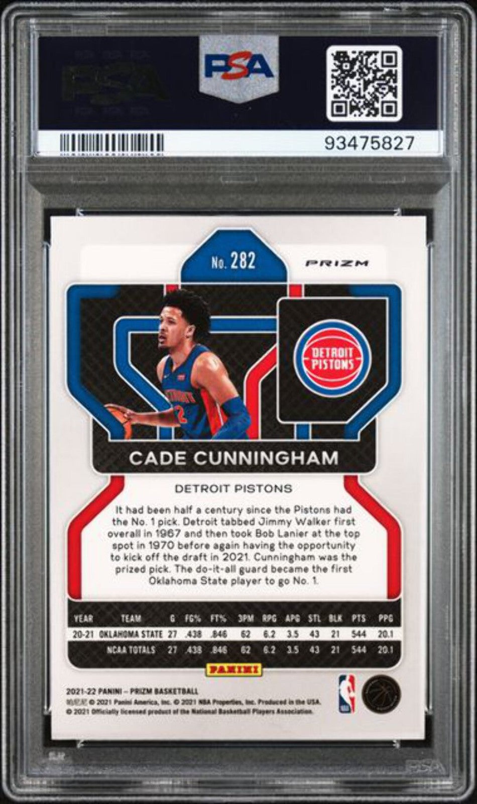 Graded 2021 Panini Prizm Cade Cunningham #282 Red White Blue Rookie Card PSA 10