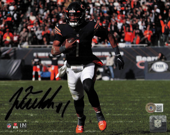Justin Fields Autographed Signed 8x10 Photo Chicago Bears Beckett BAS Witness
