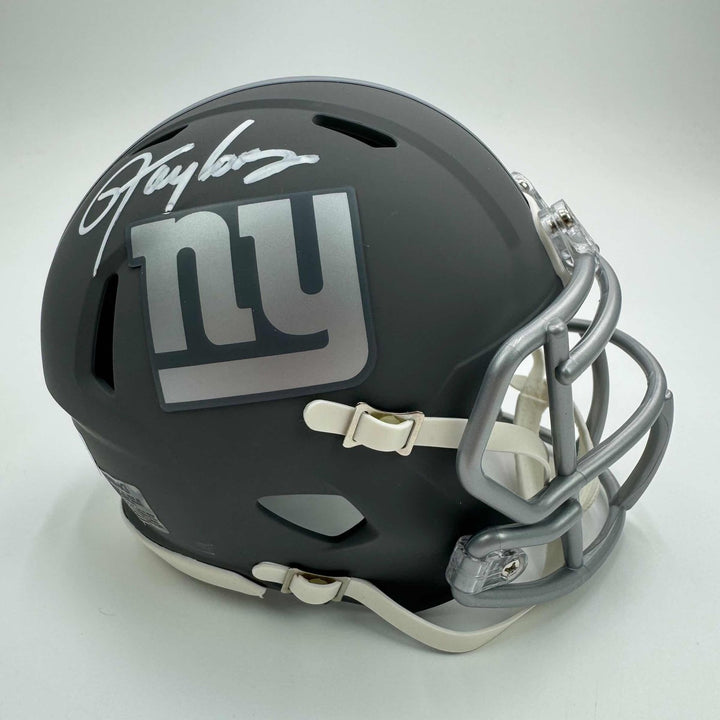 Autographed/Signed Lawrence Taylor Giants Silver Mini Helmet BAS COA