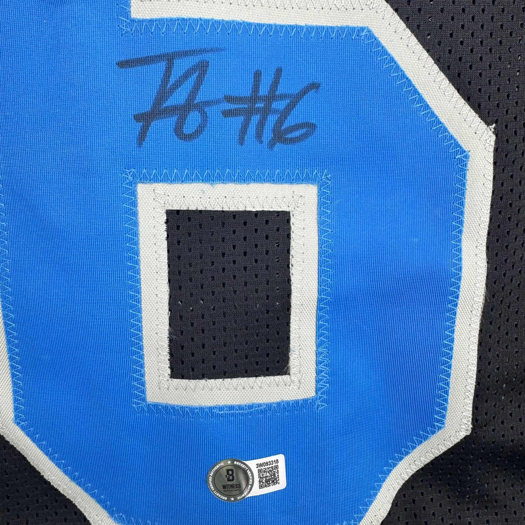 Autographed/Signed Terrion Arnold Detroit Black Football Jersey Beckett BAS COA