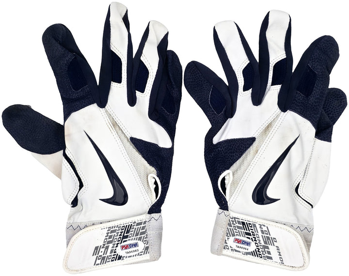 Robinson Cano Auto Pair of Game Used White Blue Nike Batting Gloves Yankees PSA